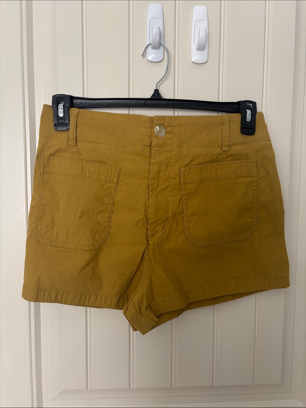 Maeve High-Waist Ochre Utility Shorts